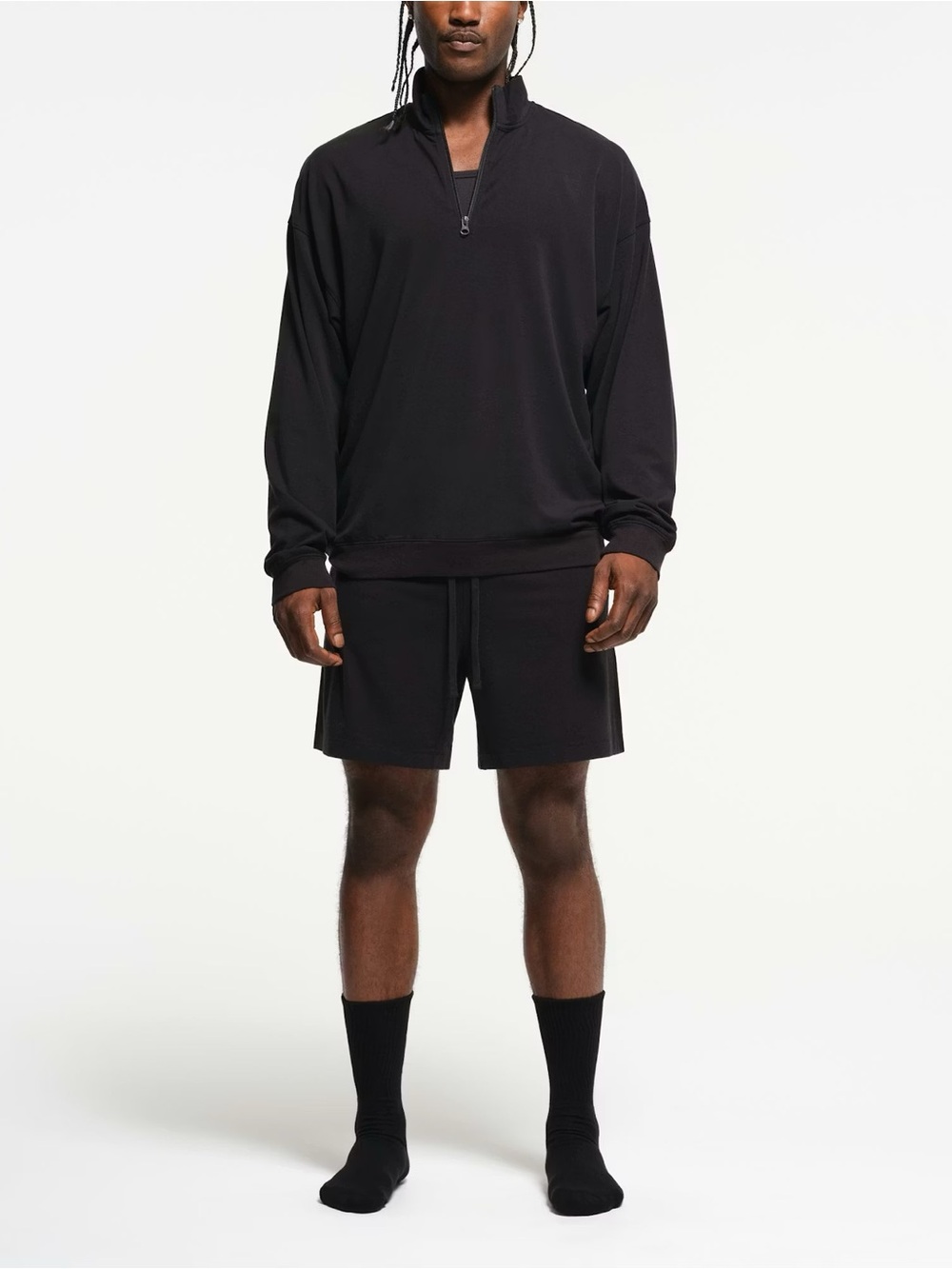 SKIMS NWT Jersey Lounge Quarter Zip Pullover in Obsidian Black size large